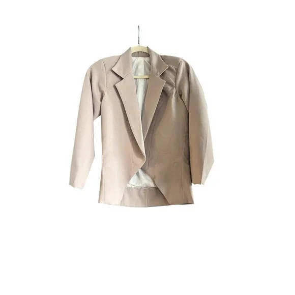 Tan Blazer Suit Set Open Front Career Jacket Business Casual - Picture 2 of 9